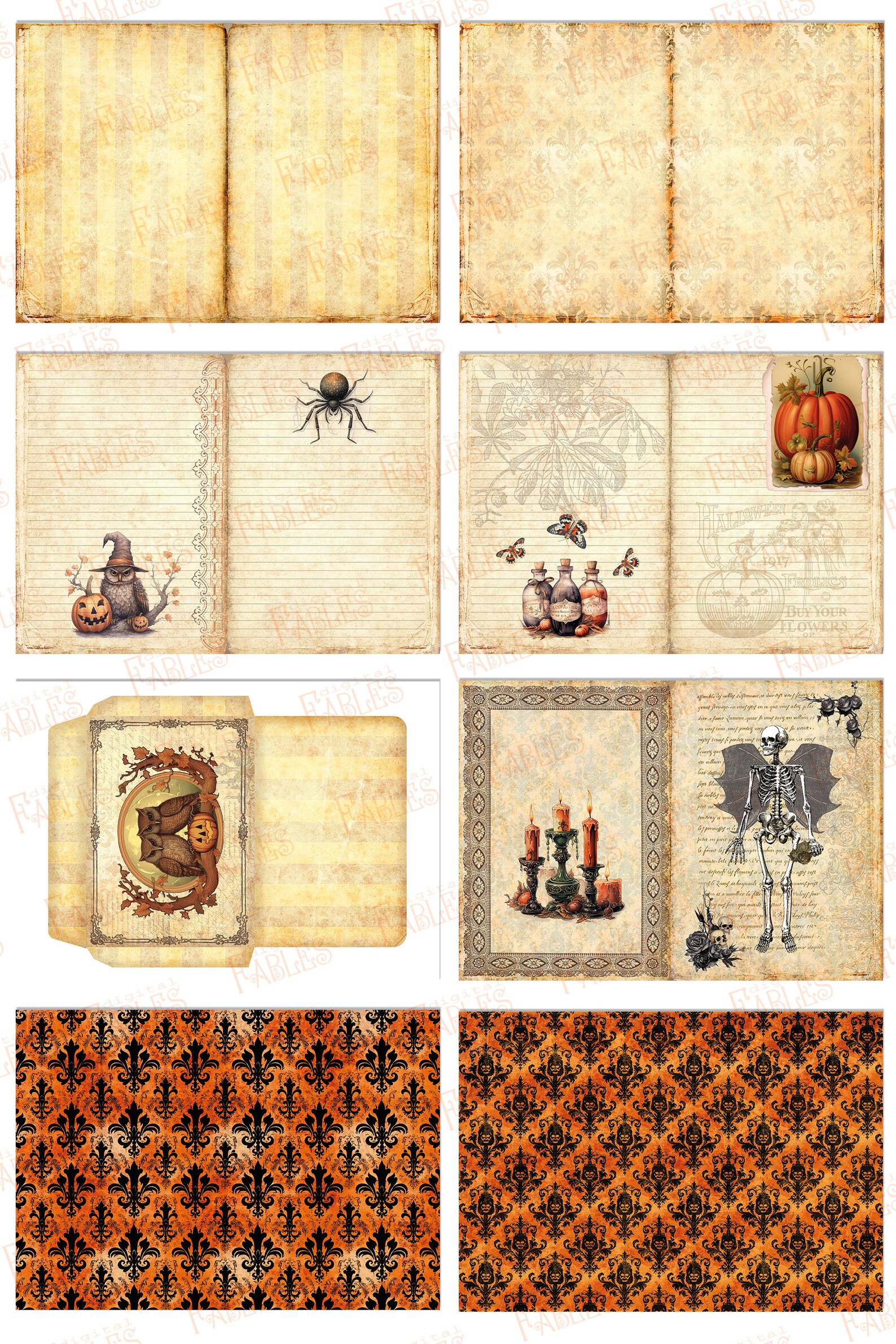 Halloween Junk Journal Kit 23, Vintage Grunge Shabby, Labels, Pages and ...
