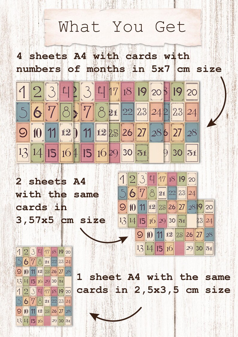 Vintage Monthly Number Labels - Printable Ephemera for Journals and ...