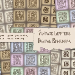 Vintage Buchstaben, Ephemera zum Ausdrucken, Junk Journals, Collagen, Bilder zum Dekorieren von Karten, Ephemera für Junk Journals, Scrapbooking, digital