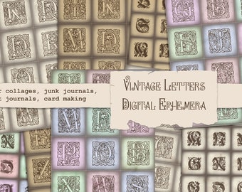 Vintage letters, ephemera printable, junk journals, collages, images for decorating cards, ephemera for junk journals, scrapbooking, digital