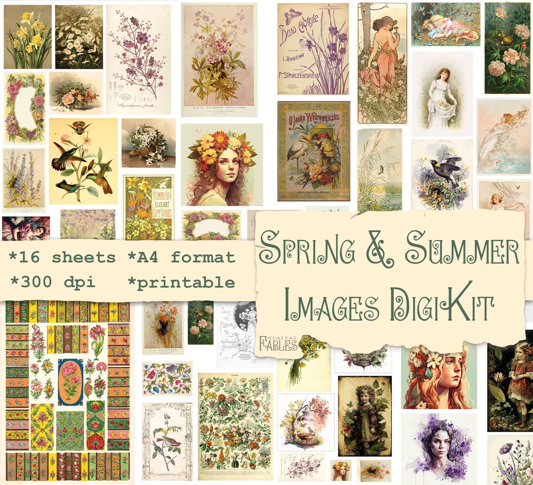 Mrs. Spring, Summer Images Digital Kit, Flowers, Portraits of Women ...