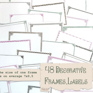12 molduras vintage decorativas em quatro cores, download para impressão, para Junk Journal, Bullet Journal, Art Journal, Scrapbook, Journal Ephemera