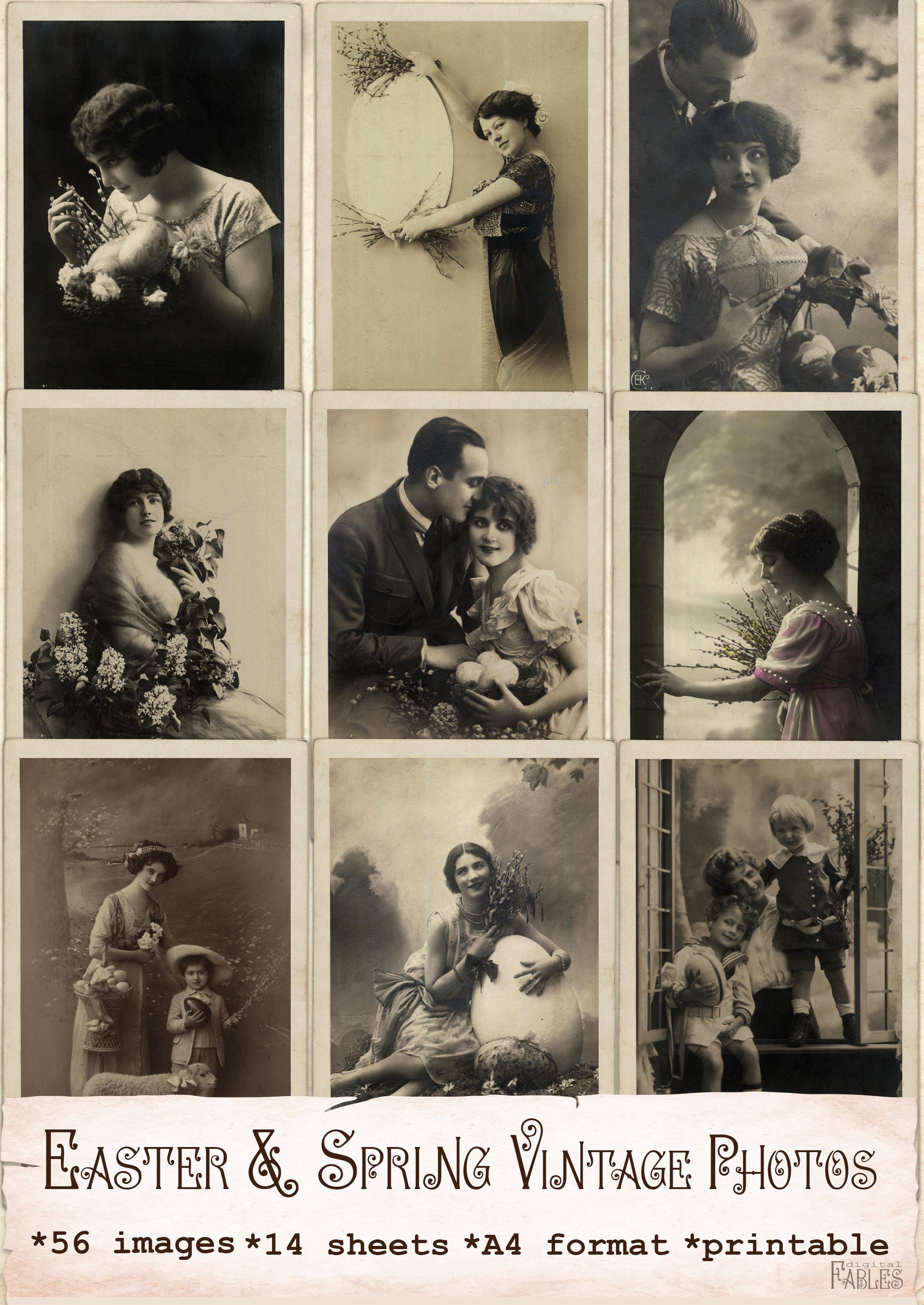 Easter and Spring Vintge Photos, Images, Digital Kit, Spring Antique ...