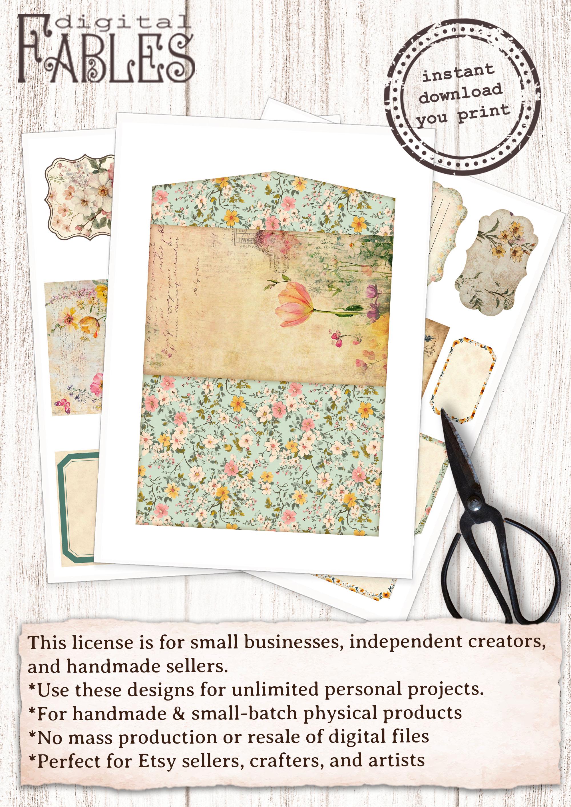 Spring Folio Kit - Printable Junk Journal Folio With Pockets, Tags ...