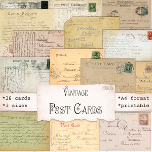 Old Postcards with Written, Vintage Junk Journal Printable Ephemera, Scrapbook Carte Postale, Collage Sheet, Instant Download, Paper Craft