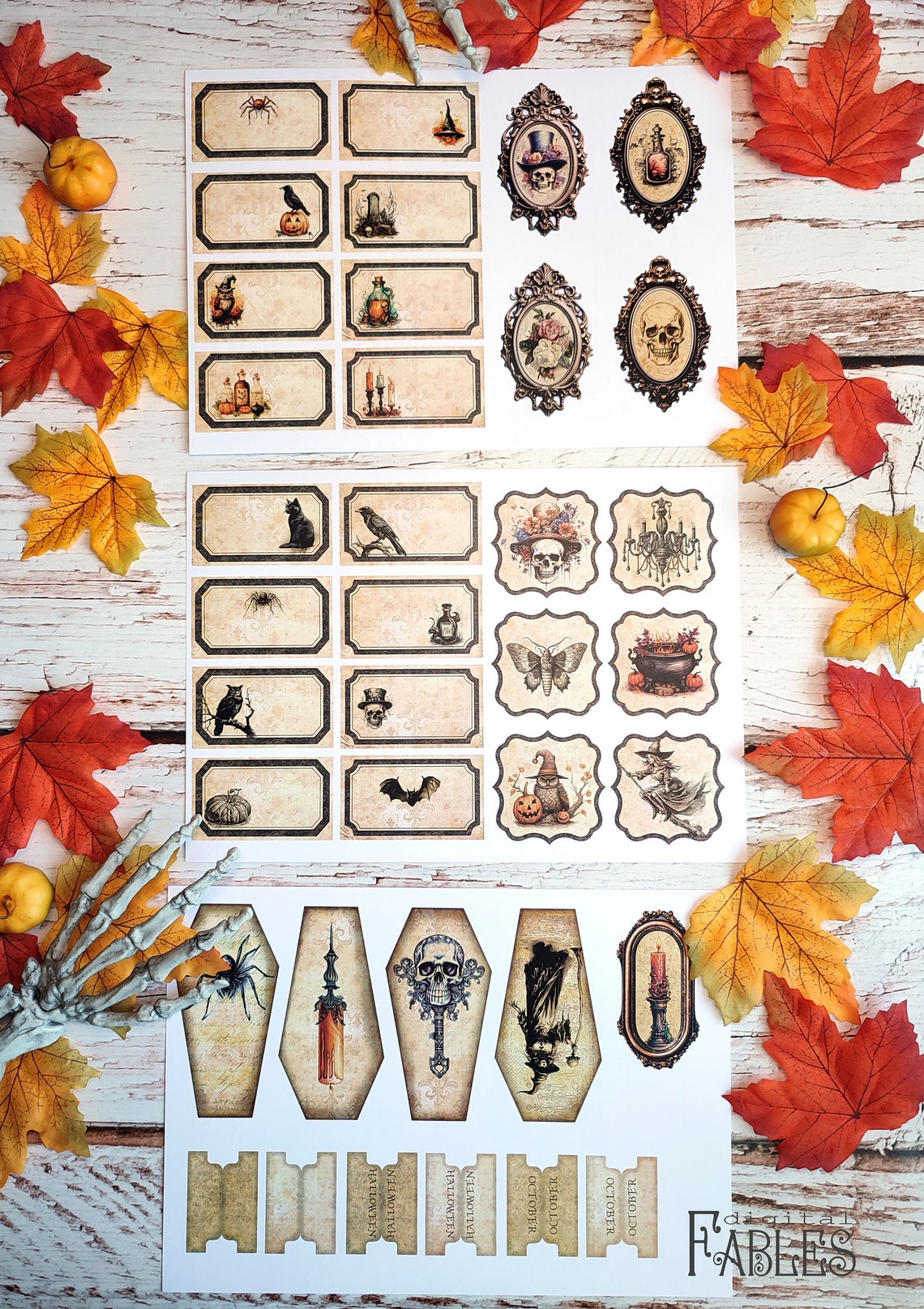 Halloween Junk Journal Kit 23, Vintage Grunge Shabby, Labels, Pages and ...