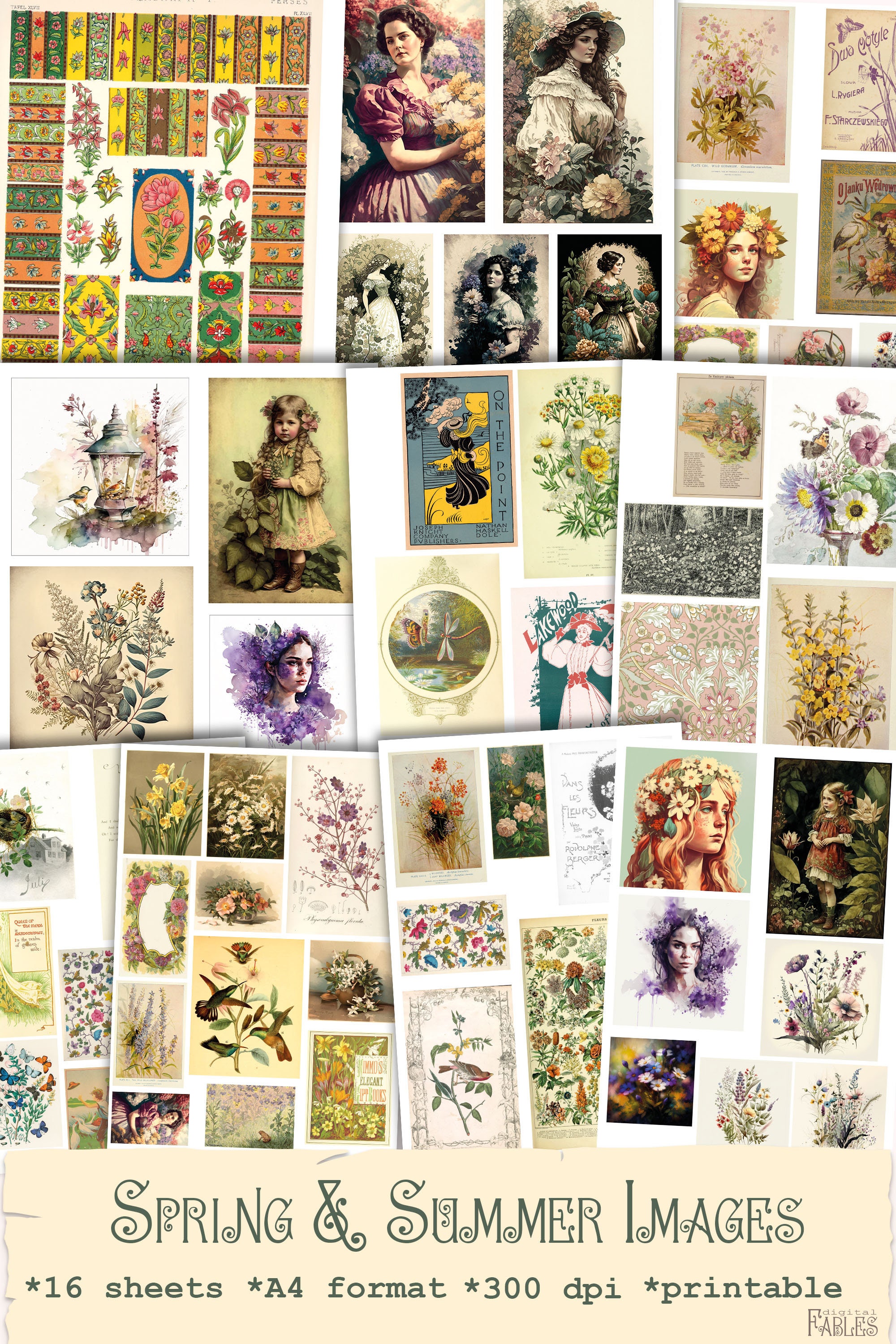 Mrs. Spring, Summer Images Digital Kit, Flowers, Portraits of Women ...