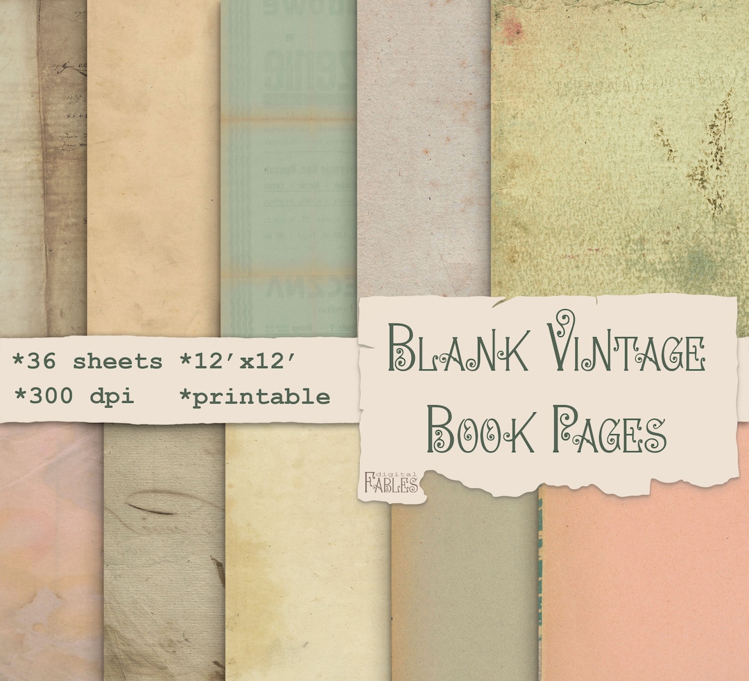 Vintage Book Pages. Vintage Paper Printable Download. Vintage Junk ...