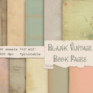 Vintage Buchseiten. Vintage Papier Druckbare Download. Vintage Junk Journal Buchseiten Digital. Hintergrund-Seiten. 36 Blatt Digital Paper Pack