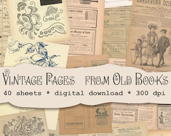 Vintage Books and Magazines Pages, Journal Ephemera, Digital Download Printable, Pages for Junk Journal, Art Journal, Scrapbooking, Collage