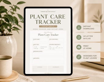 Printable Plant Care Tracker: Minimal Indoor Houseplant Log (Digital Download)