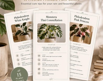 Rare Houseplant Care Cards | 15 Printable Botanical Plant Guides (Digital Download)