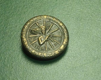 Antique 1918 Newark NJ 6th Annual Auto Show Lapel Pin, Vintage Whitehead & Hoag Early Auto Memorabilia, WWI Era Suit Button