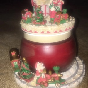 Santa’s Work Shop & Train Candle with Base and Topper - Vintage - Never Used