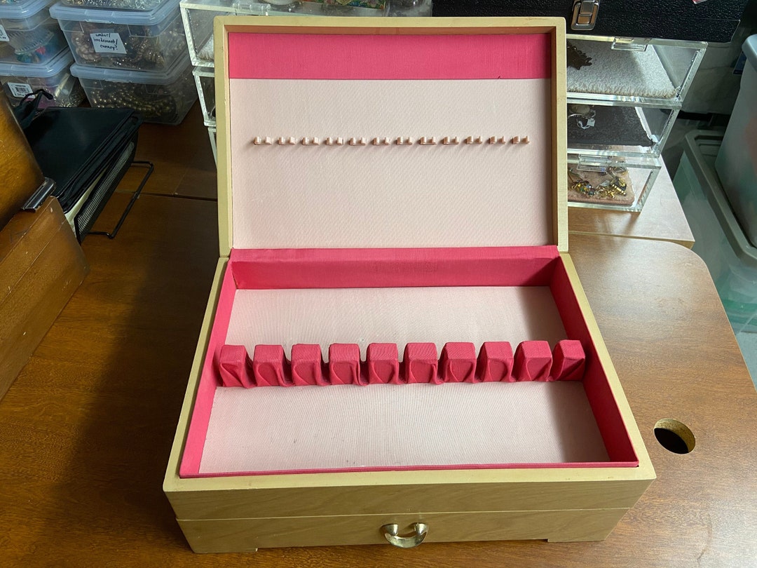 Vintage Wood Silverware Chest With Pink & Mauve Felt Interior Etsy