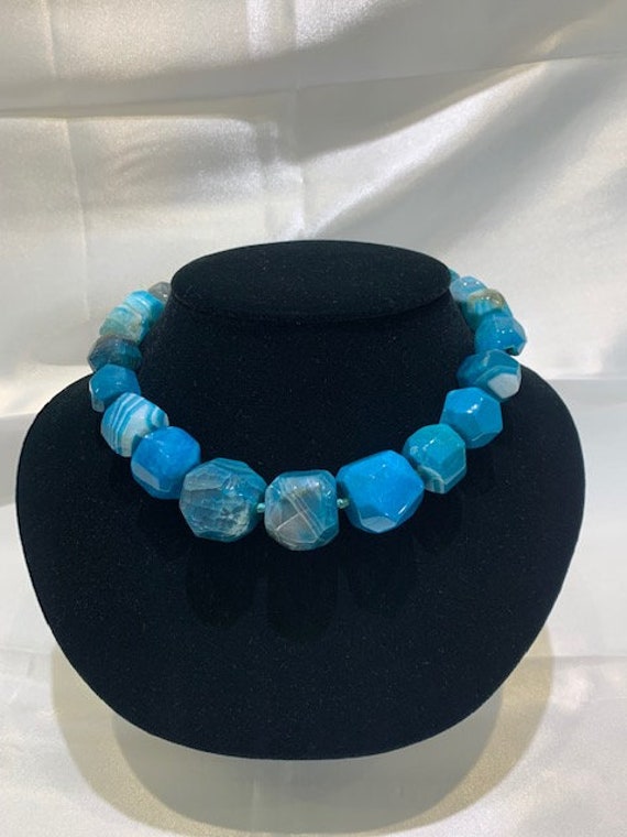 Natural blue agate necklace