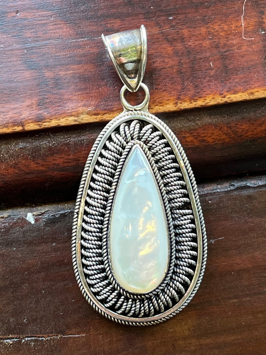 Vintage Mother of Pearl Pendant Set in Sterling Silver - Etsy