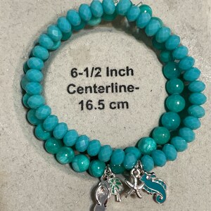 Teal Faceted Beaded Charm Bracelet kids
