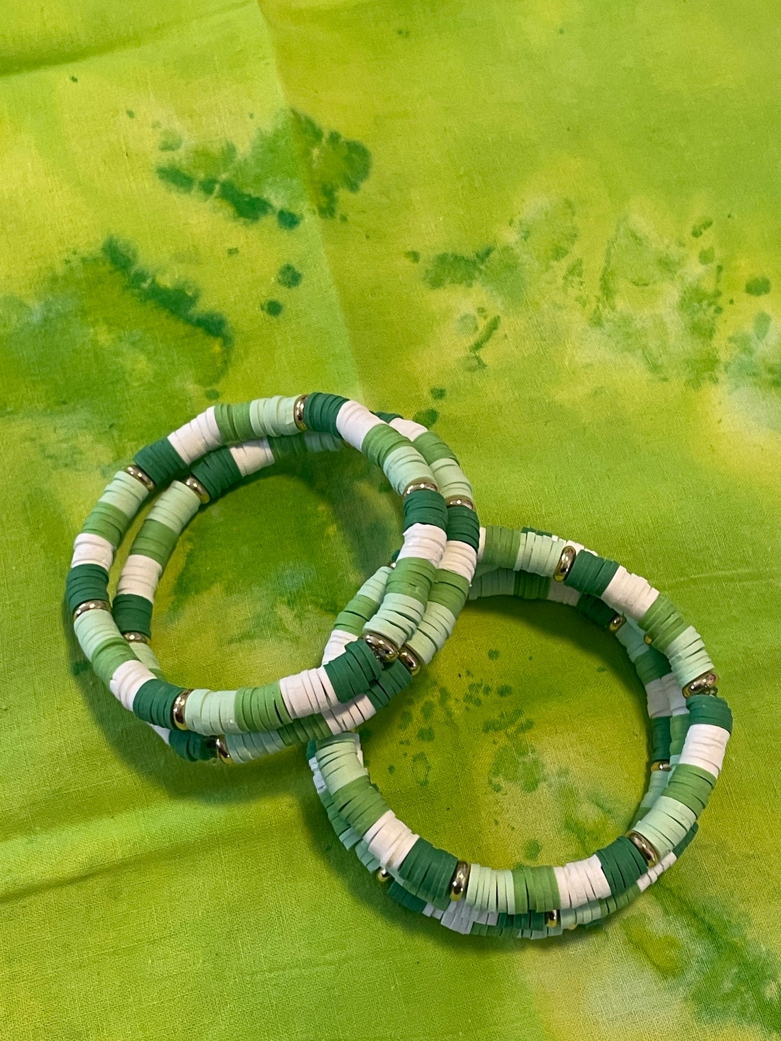 St. Patricks Day Green Heishi Beaded Bracelet Womens - Etsy