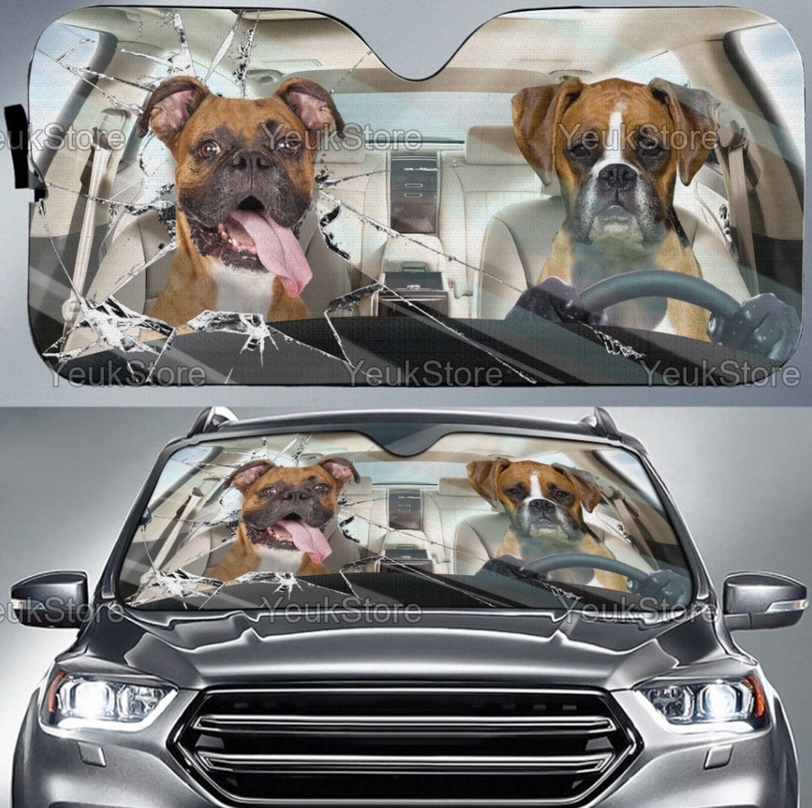 Boxer Dog Sunshade Car Car Window Sun Shade Cover Funny Etsy