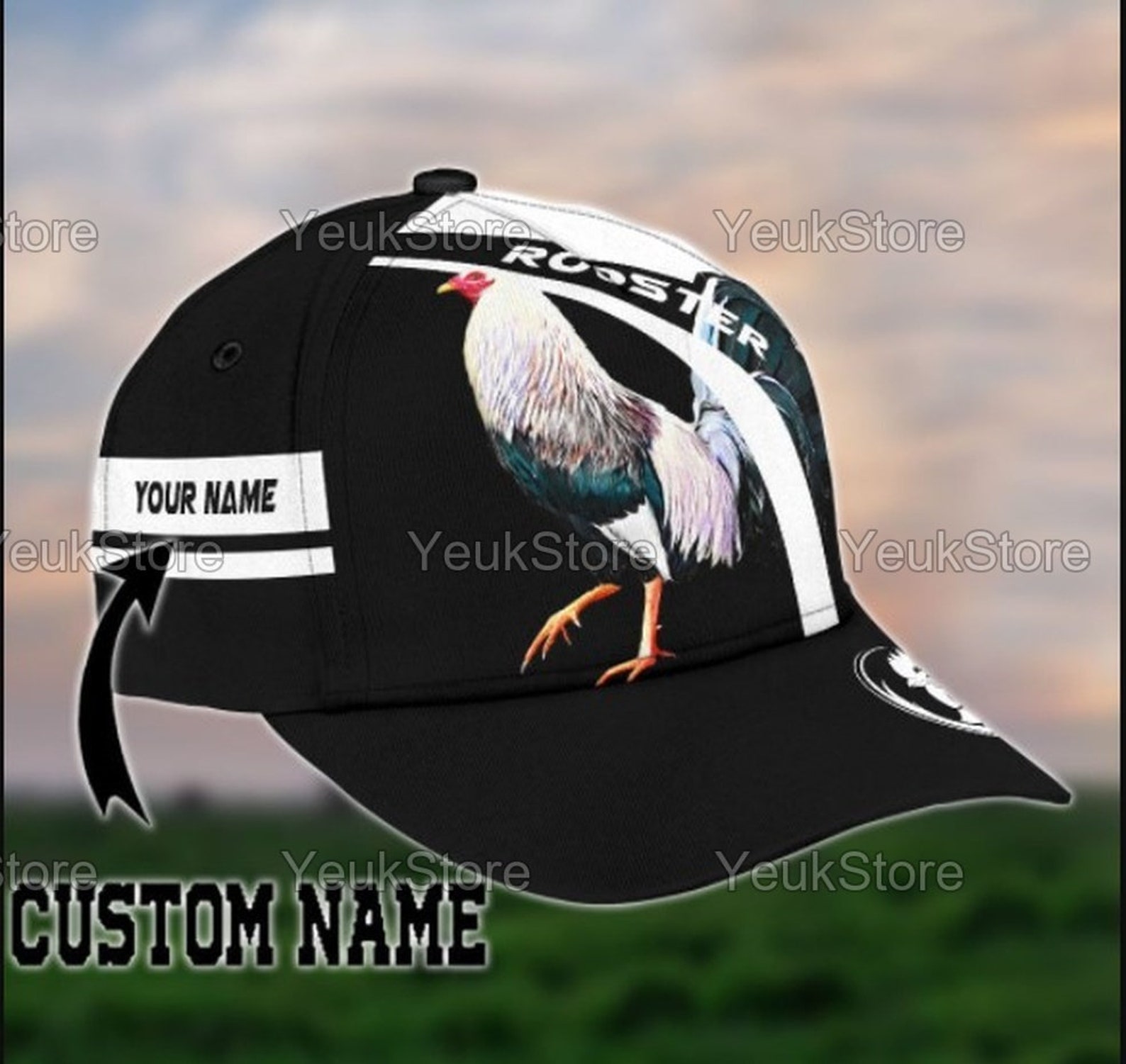 Personalized Rooster Baseball Cap Printed 3DRooster Gift Hat Etsy