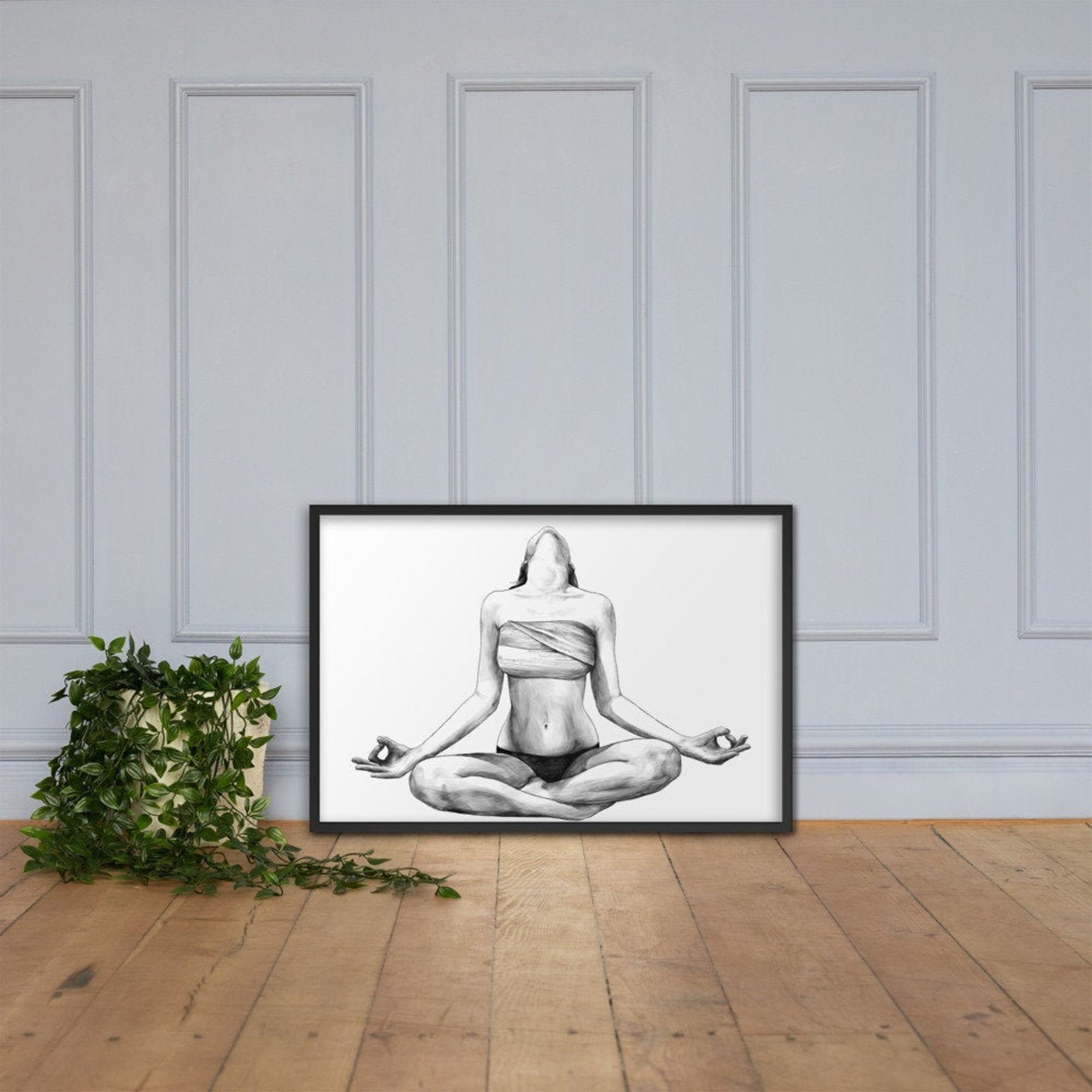 Yoga Art Print Framed Meditation Yoga Print Yoga Wall Art Etsy