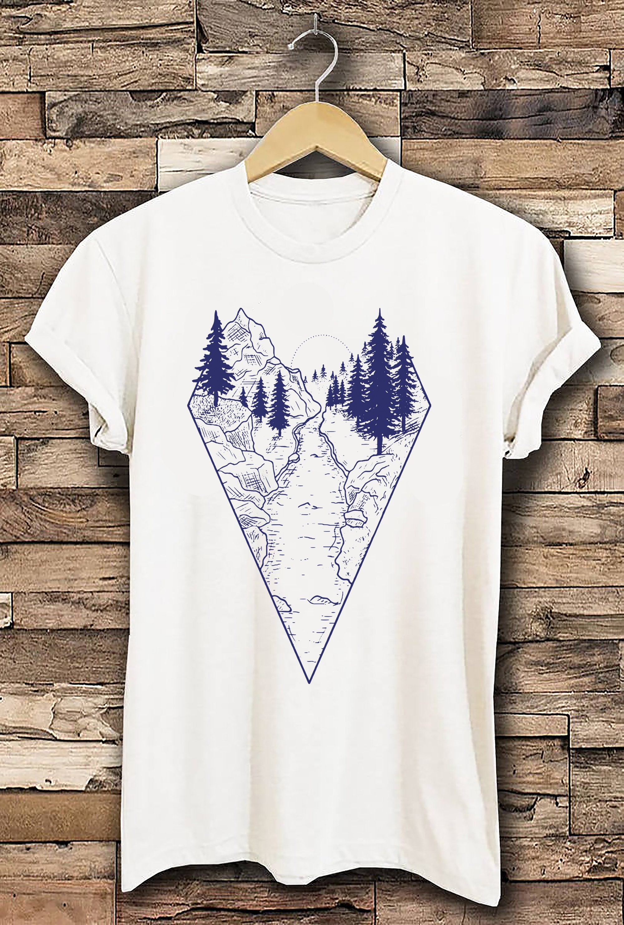 River Mountain Forest Nature T-Shirt Backpacking Shirt | Etsy