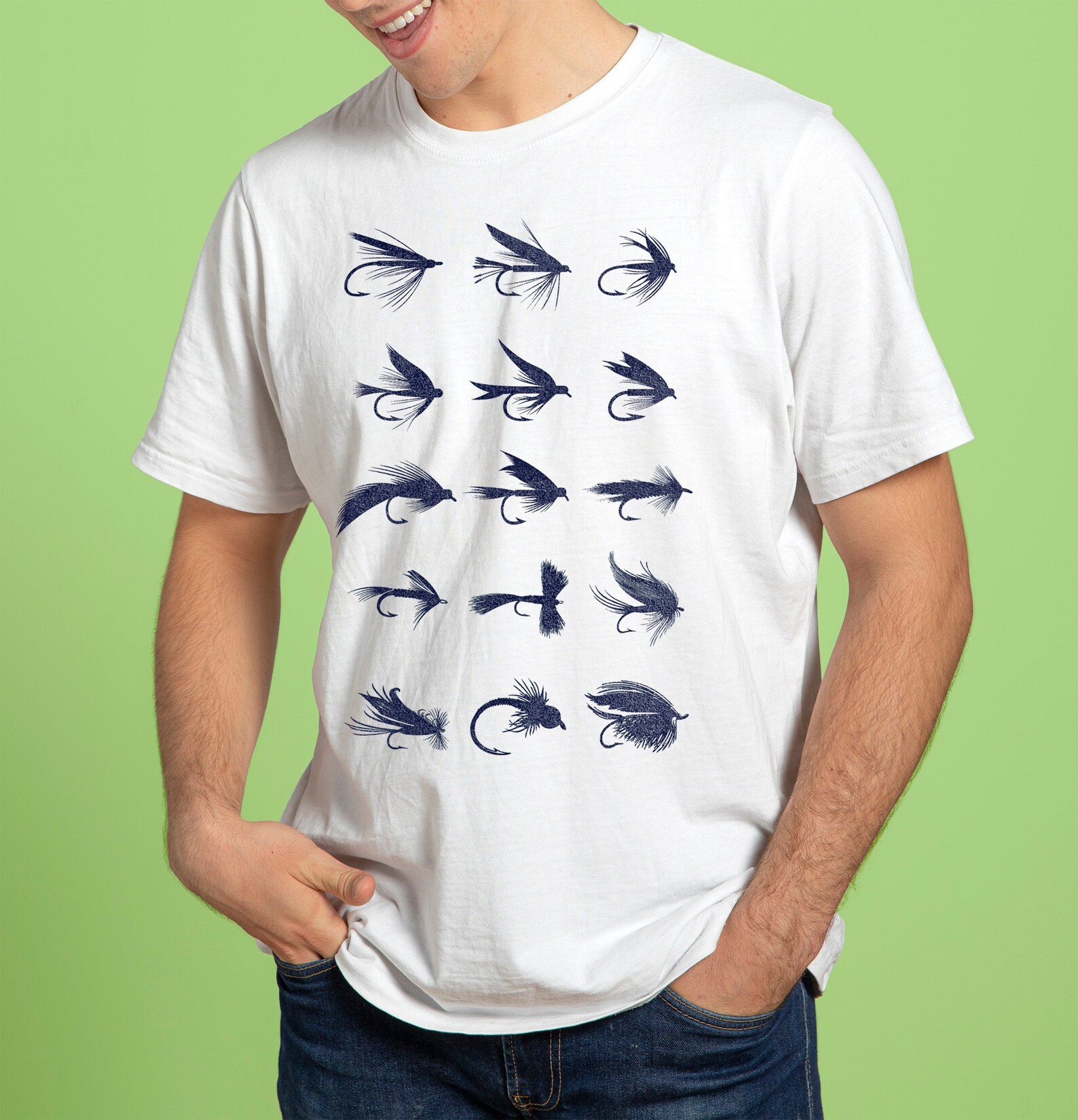 Fly Fishing Flies Shirt Mens Fish Shirt Men's Fishing Etsy