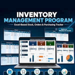 Inventory Management Excel Spreadsheet | Stock, Orders, Purchasing, Planning Tracker | Windows & Mac