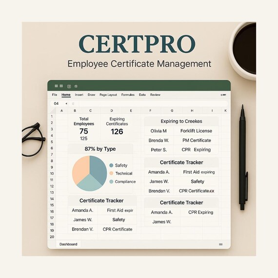 Employee Certificate Tracker: HR Compliance Excel Template (Digital Download)