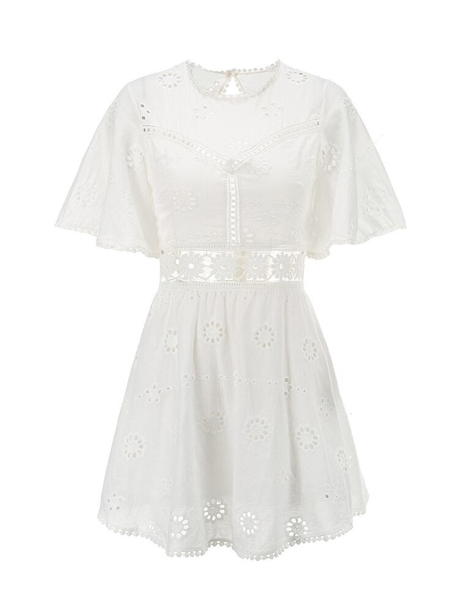 White Floral Embroidery Cotton Dress Women Casual High Etsy