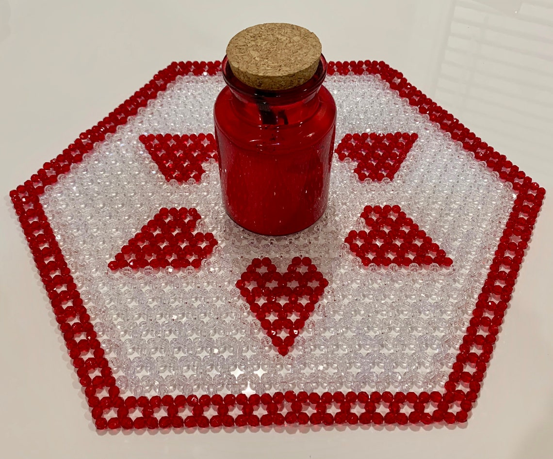 Handmade Beaded Heart Placemat Perfect for Valentine's Etsy