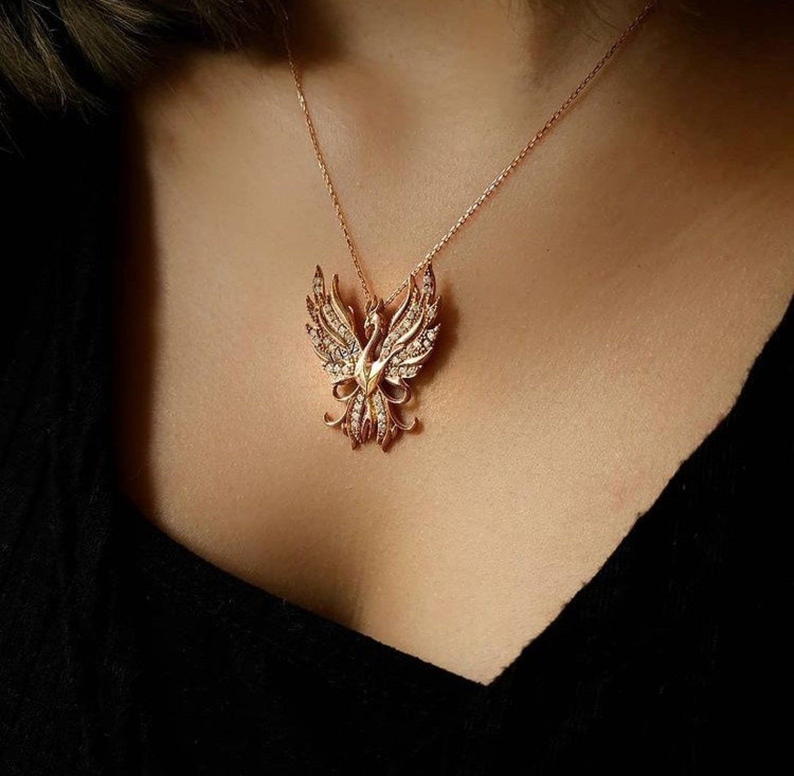 Phoenix Necklace Phoenix Necklace Silver Phoenix Necklace Etsy