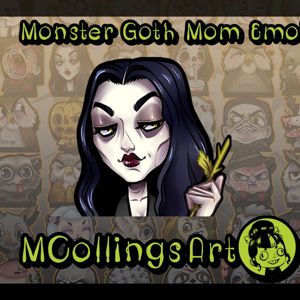 Halloween Family Emote / Halloween Smirk / Monster Mom Emote - Single Twitch Emote / Discord Emote - Smirk Emote - Goth Mom