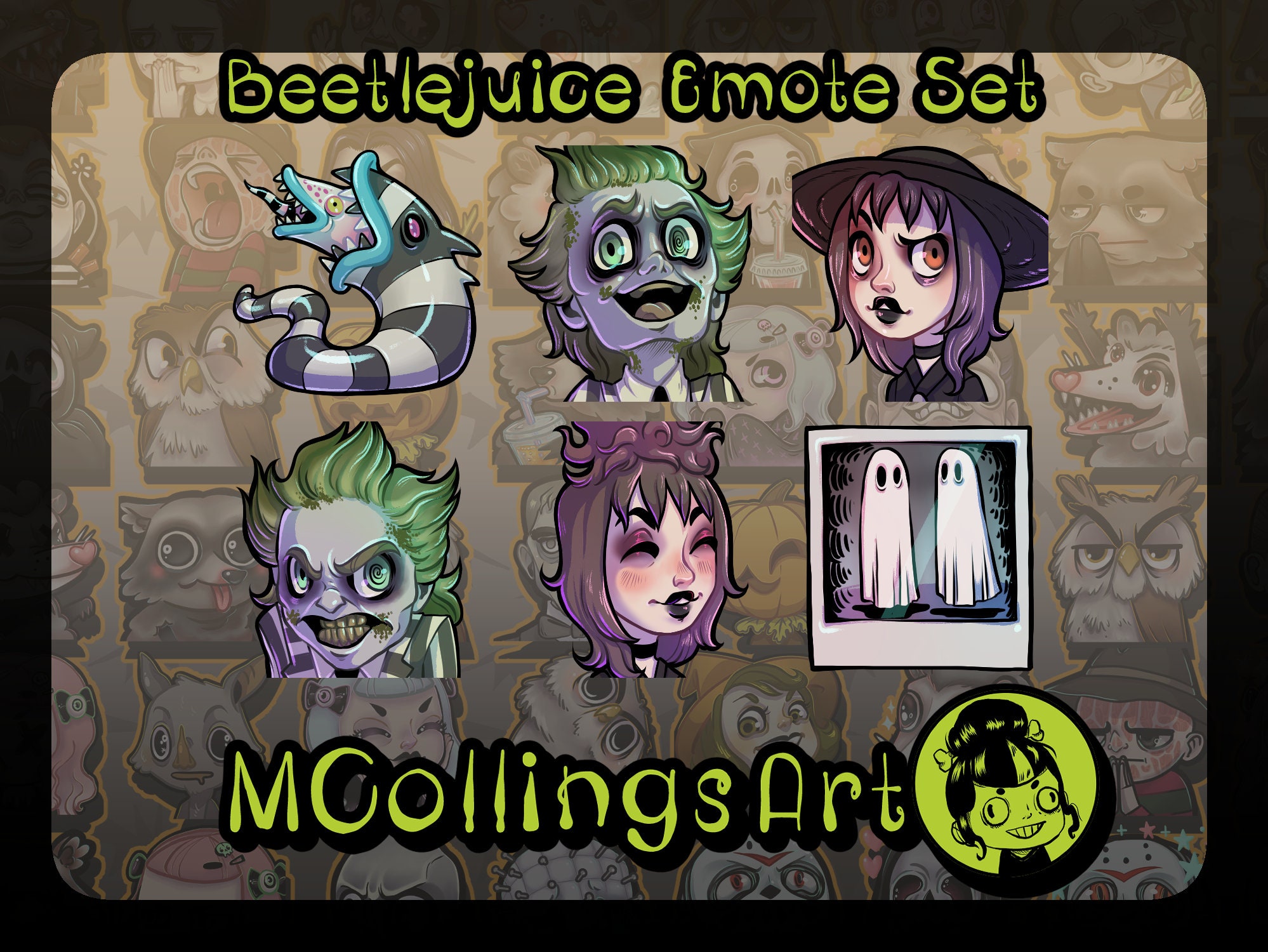 Beetlejuice Emotes Set of 6 Twitch Emotes / Discord Emotes Sandworm