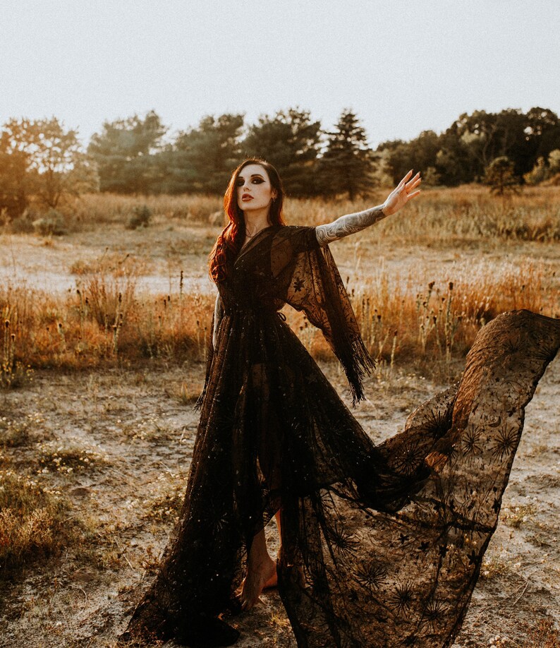 The Black Venus Dress Boho Dress Photoshoot Dress Wedding Etsy