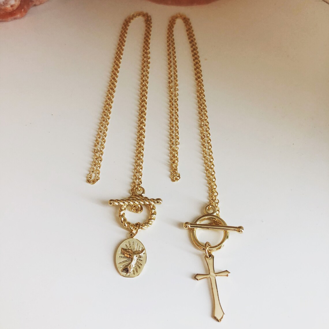 Crucifix Gold Necklace Etsy