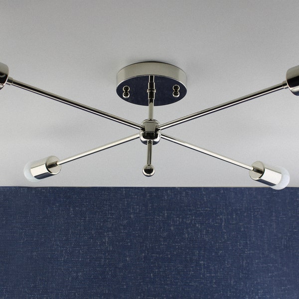 Moderne Kronleuchter Chrom Nickel - Geometrische Lampe - Sputnik Mid Century - Hängeleuchten - Industrie Beleuchtung
