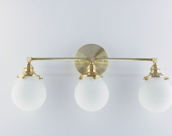 Globes Light - Bathroom Lighting - Brass Vanity Lamp - Wall Light Brass - Mid Century Modern Wall Fixture