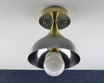 Brass Steel Ceiling- Ceiling Lamp Fixture - Mid Century Lighting - Farmhouse Light - Modern Lighting - Hanging Light - Chandelier