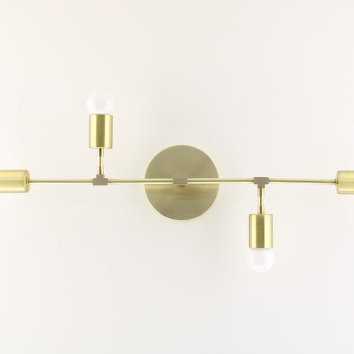 Brass Curved Light Fixture Bathroom Lights Decorative Etsy