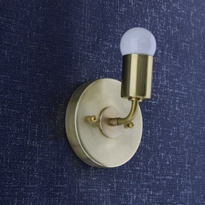Brass Wall Sconce - Curved Sconce - Minimal Sconce Light - Gold Wall Lamp - Raw Brass Fixture