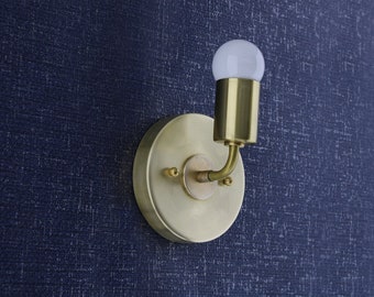 Brass Wall Sconce - Curved Sconce - Minimal Sconce Light - Gold Wall Lamp - Raw Brass Fixture