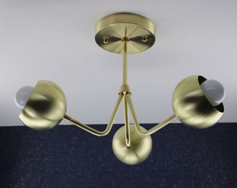 Brass Light Fixture - Brass Ball Light - Bare Bulb Fixture - Light Fixture - Art Deco Chandelier - Chandelier lighting