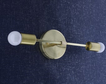 Bathroom Lights - Vanity Lighting - Mid Century Modern - Brass Vanity - Bathroom Lighting - Gold Sconce - Two lights