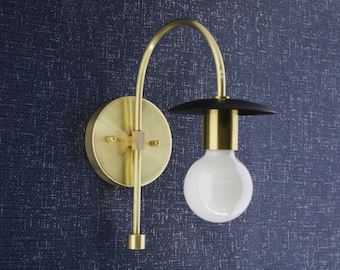 Black Brass Sconce - Black Sconce - Wall Light - Brushed Nickel - Bathroom Sconces - Vanity Sconce - Bathroom Fixture