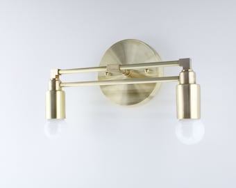 Lines of Light - Bathroom Lighting - Brass Vanity Lamp - Wall Light Brass - Mid Century Modern Wall Fixture