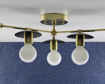 3 Bulb Ceiling Light - Decorative Lighting - Unfinished Brass - Semi Flush Light