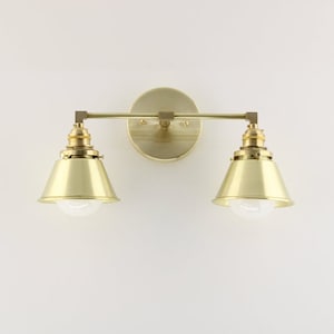 Farmhouse Lighting Collection - Wall Sconce - Wall Light - Modern - Brass Sconce - Bathroom Wall Light - Two Bulbs