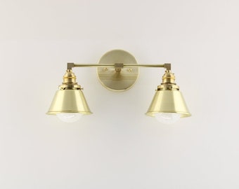Farmhouse Lighting Collection - Wall Sconce - Wall Light - Modern - Brass Sconce - Bathroom Wall Light - Two Bulbs